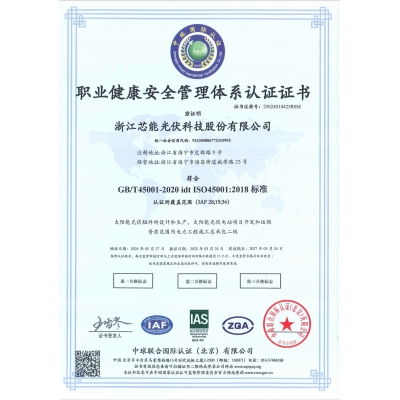 職業(yè)健康安全管理體系認(rèn)證證書(shū)